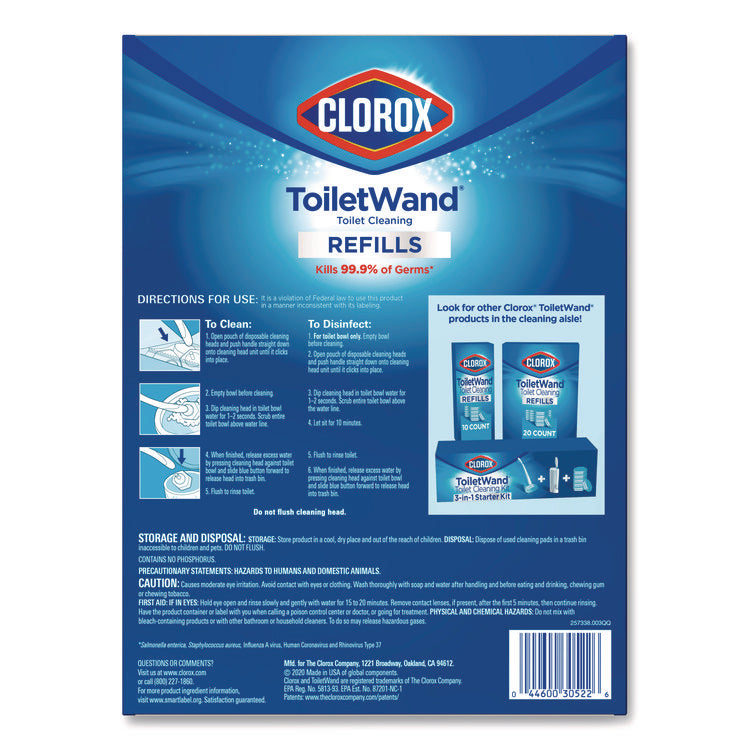Disinfecting ToiletWand Refills, Blue/White, 4/Carton
