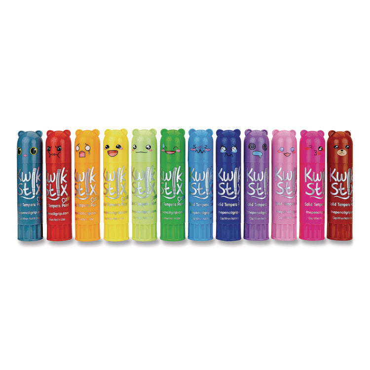Kwik Stick Tempera Paint, 4" x 1", Assorted Colors, 12/Pack, 12 Packs/Carton