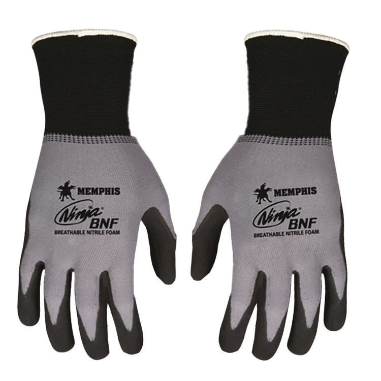 Ninja Nitrile Coating Nylon/Spandex Gloves, X-Large, Black/Gray, 12 Pairs