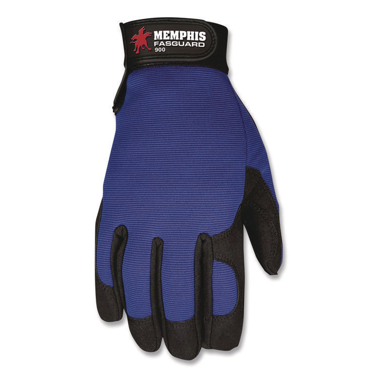 Clarino Synthetic Leather Palm Mechanics Gloves, Medium, Blue/Black, Pair