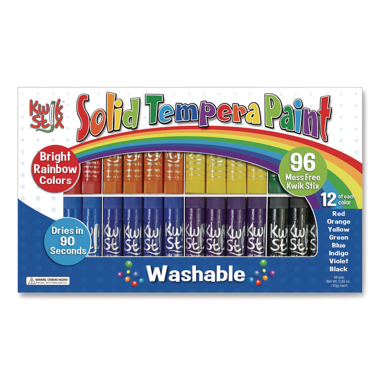 Kwik Stix Tempera Paint Set, 8 Assorted Colors, 96 Paint Sticks/Pack, 2 Packs/Carton