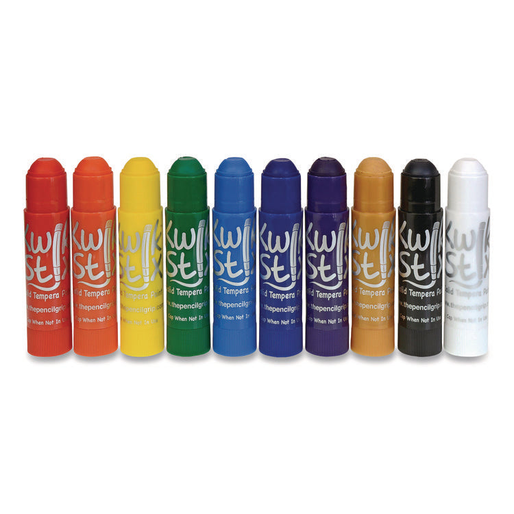 Kwik Stix Tempera Paint Set, 10 Assorted Colors, 10 Paint Sticks/Pack, 12 Packs/Carton