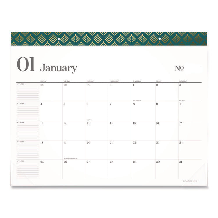WorkStyle Monthly Desk Pad Calendar, 21.75 x 17, White Sheets, Teal Headband/Clear Corners, 12-Month (Jan-Dec): 2026