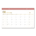 Workstyle Compact Deskpad, 17.75 x 11, White Sheets, Pink Headband/Clear Corners, 12-Month (Jan-Dec): 2026
