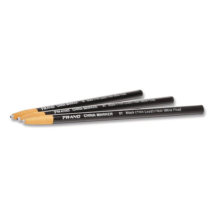 China Marker, Black, Thin Lead, 12/Pack