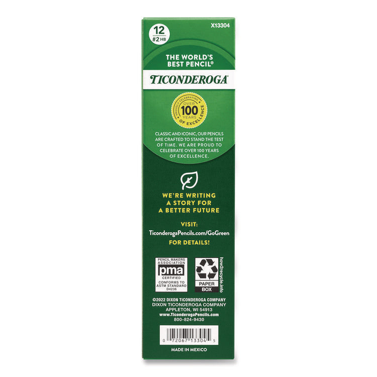 Ticonderoga Laddie Woodcase Pencil with Microban, HB (#2), Black Lead, Yellow Barrel, 12/Pack