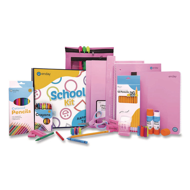 Back to School Supplies Kit for Grades K-5, Pink
