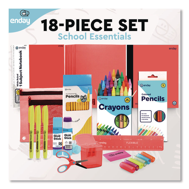 Back to School Supplies Kit for Grades K-5, Red