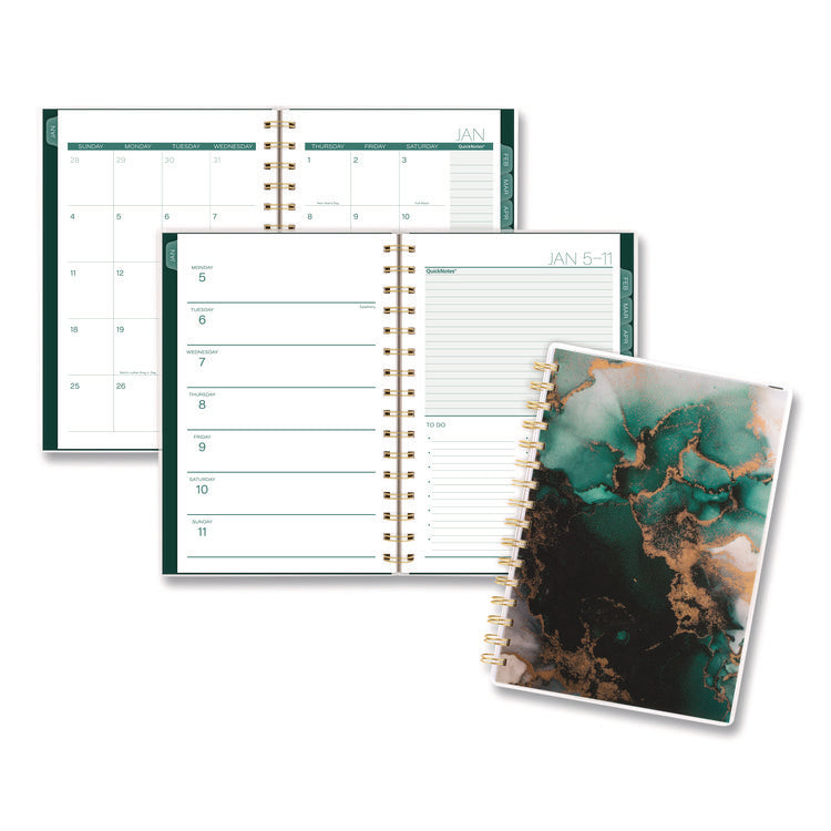Emerald Isle Weekly/Monthly Planner, 8.5 x 5.5, Green Marbled Cover, 12-Month (Jan-Dec): 2026