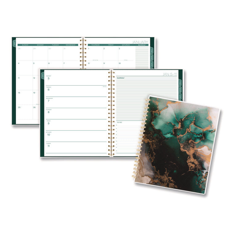 Emerald Isle Weekly/Monthly Planner, 11 x 8.5, Green Marbled Cover, 12-Month (Jan-Dec): 2026