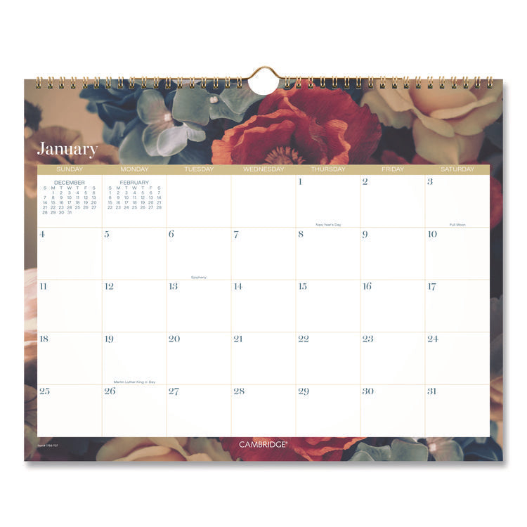 Midnight Garden Monthly Wall Calendar, 15 x 12, Floral Artwork, 12-Month (Jan-Dec): 2026