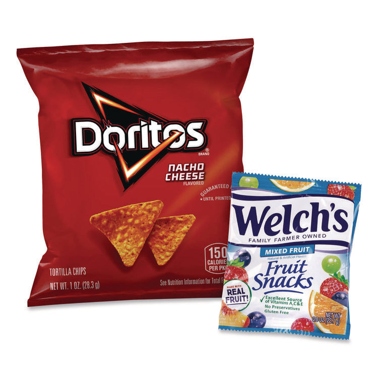 Doritos Nacho Cheese Tortilla Chips and Welch's Mixed Fruit Snacks, (50) 1oz Bag Chips, (66) 0.8 oz Pouch Fruit Snacks/Bundle