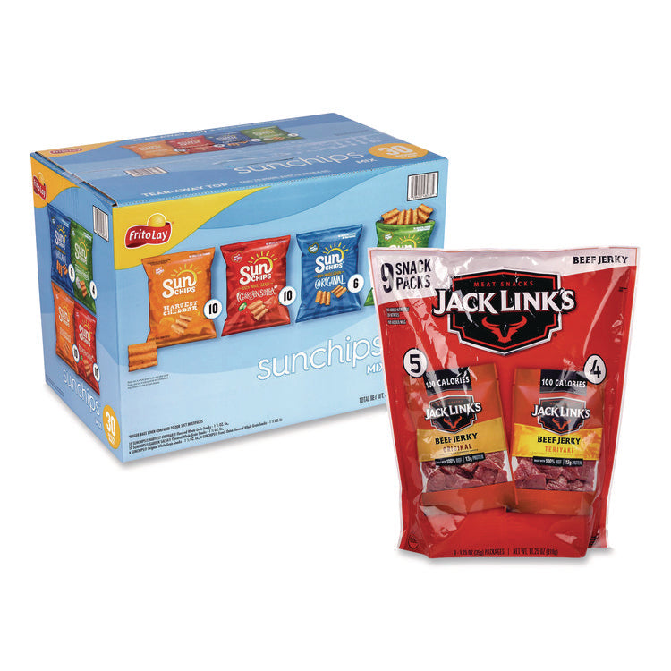 Sunchips and Jack Link's Beef Jerky Variety Pack, (30) 1.5 oz Bags, (9) 1.25 oz Snack Packs, Assorted Flavors/Bundle