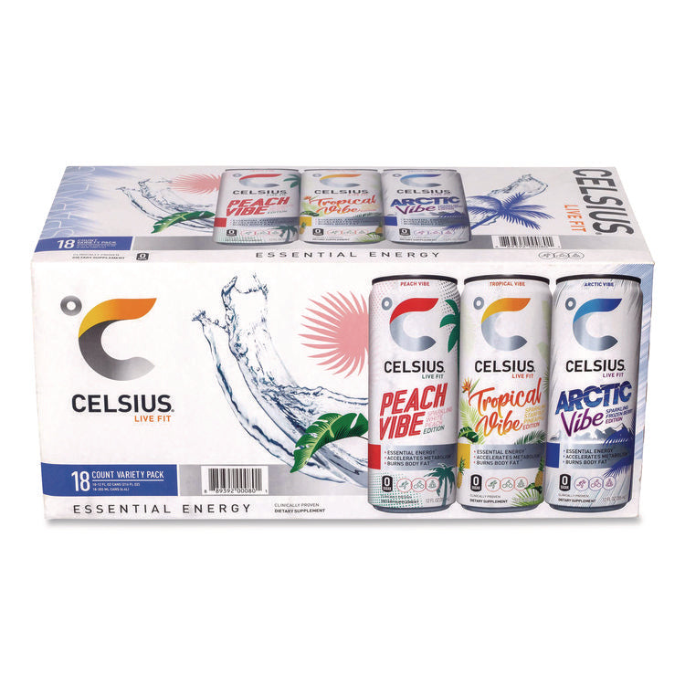 Celcius Vibe and Pop Tarts Variety Combo Pack,(18) 12oz Cans,(24) Frosted Strawberry/(24) Frosted Brown Sugar Cinnamon/Bundle