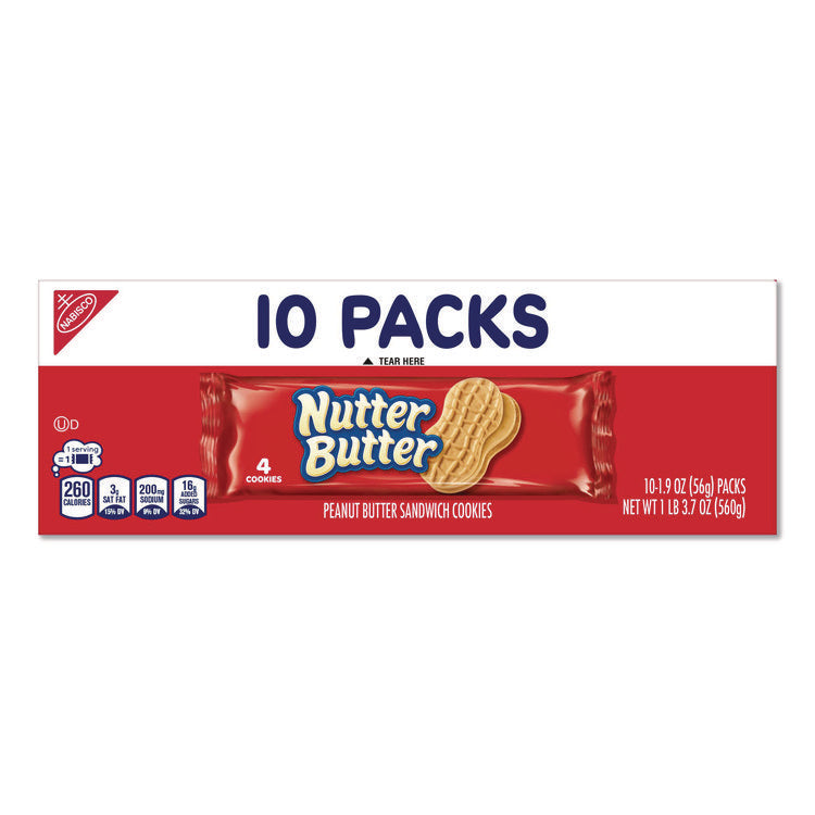 Nutter Butter, Peanut Butter, 1.9 oz, 4 Cookies/Pack, 10 Packs/Box