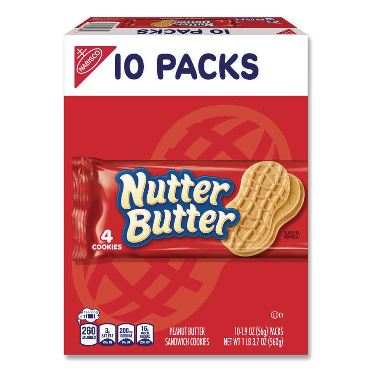 Nutter Butter, Peanut Butter, 1.9 oz, 4 Cookies/Pack, 10 Packs/Box
