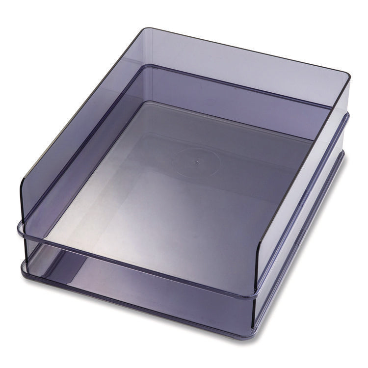 Recycled Plastic Letter Tray, 1 Section, Letter Size Files, 10.16" x 12.8" x 2.76", Translucent Ash, 2/Pack