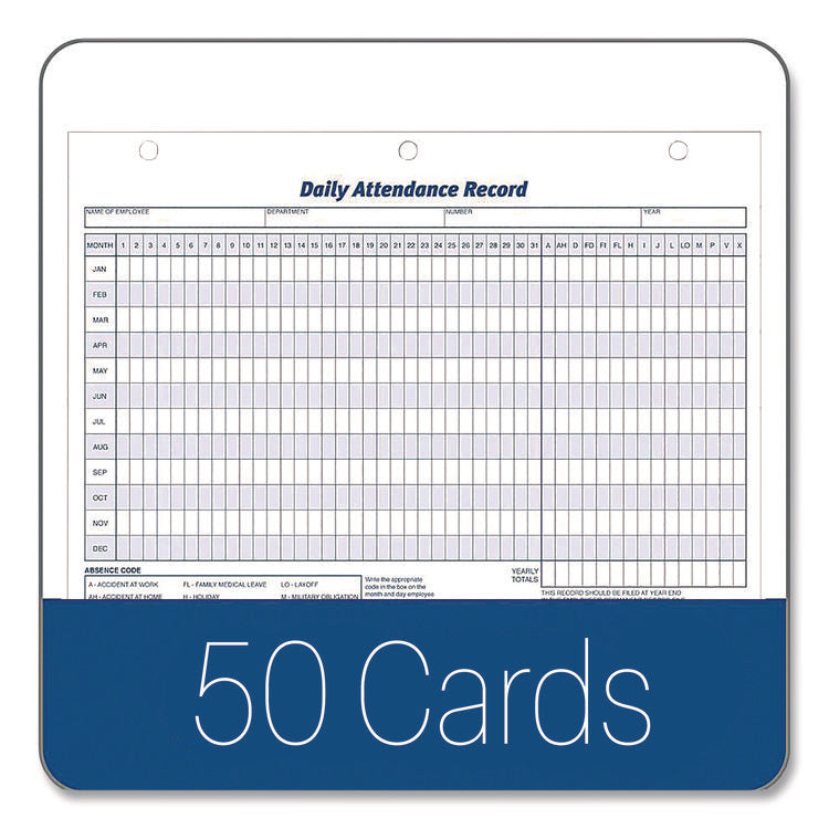 Attendance Records, One Part (No Copies), 11 x 8.5, 50 Forms Total
