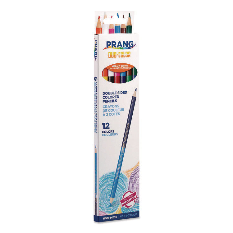 Duo-Color Colored Pencil Sets, 3 mm, 2B (#2), Assorted Lead, Assorted Barrel, 6/Pack