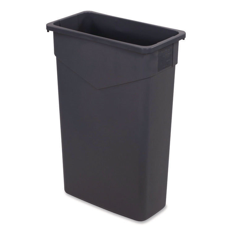 TrimLine Rectangle Waste Container, 23 gal, Plastic, Gray, 4/Carton