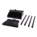 Duo-Pan Upright Dust Pan and Broom, 11.8w x 36h, 24.5" Handle, Plastic, Black