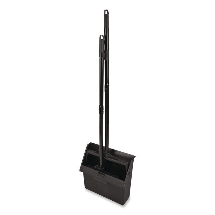 Duo-Pan Upright Dust Pan and Broom, 11.8w x 36h, 24.5" Handle, Plastic, Black