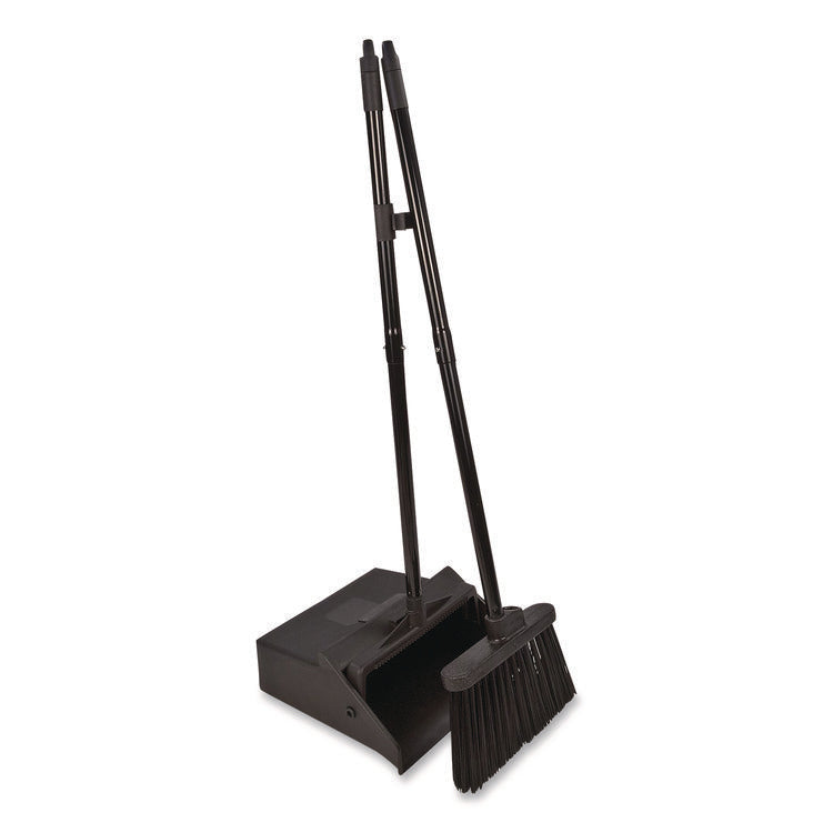Duo-Pan Upright Dust Pan and Broom, 11.8w x 36h, 24.5" Handle, Plastic, Black