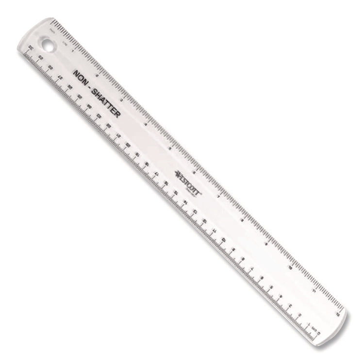 Non-Shatter Flexible Ruler, Standard/metric, 12" Long, Plastic, Clear