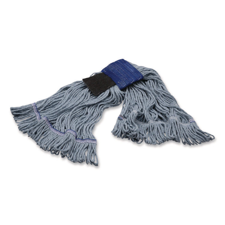 Medium Blue Looped-End Mop, Cotton, 36 x 6 x 3, Blue