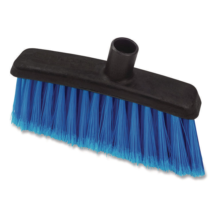 Duo-Sweep Flagged Light Industrial Broom Head, 12", Blue/Black