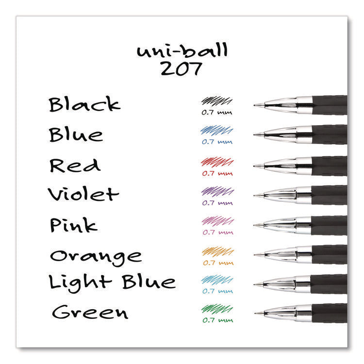 Signo 207 Gel Pen, Retractable, Medium 0.7 Mm, Black Ink, Smoke/black Barrel, Dozen