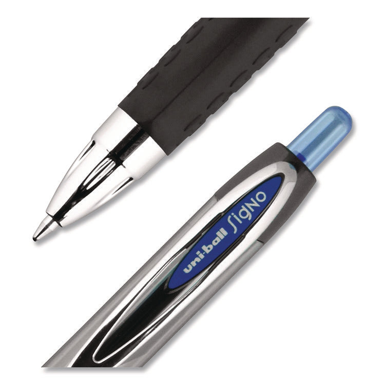 Signo 207 Gel Pen, Retractable, Medium 0.7 Mm, Blue Ink, Smoke/black/blue Barrel, Dozen