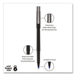 Rollerball Pen, Stick, Extra-Fine 0.5 mm, Blue Ink, Black/Blue Barrel, Dozen
