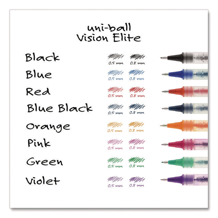 VISION ELITE Hybrid Gel Pen, Stick, Bold 0.8 mm, Blue Ink, White/Blue/Clear Barrel
