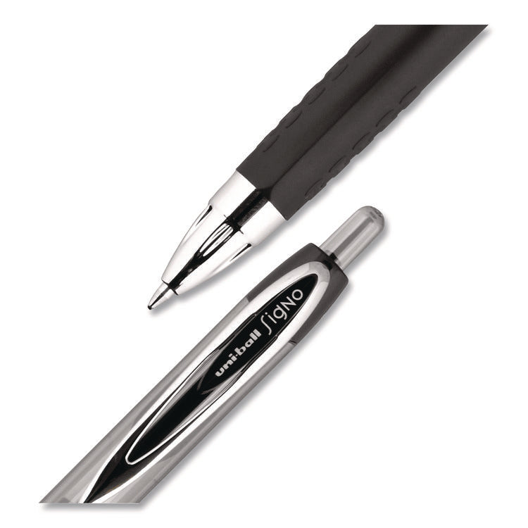 Signo 207 Gel Pen, Retractable, Medium 0.7 mm, Black Ink, Clear/Black Barrel, 5/Pack