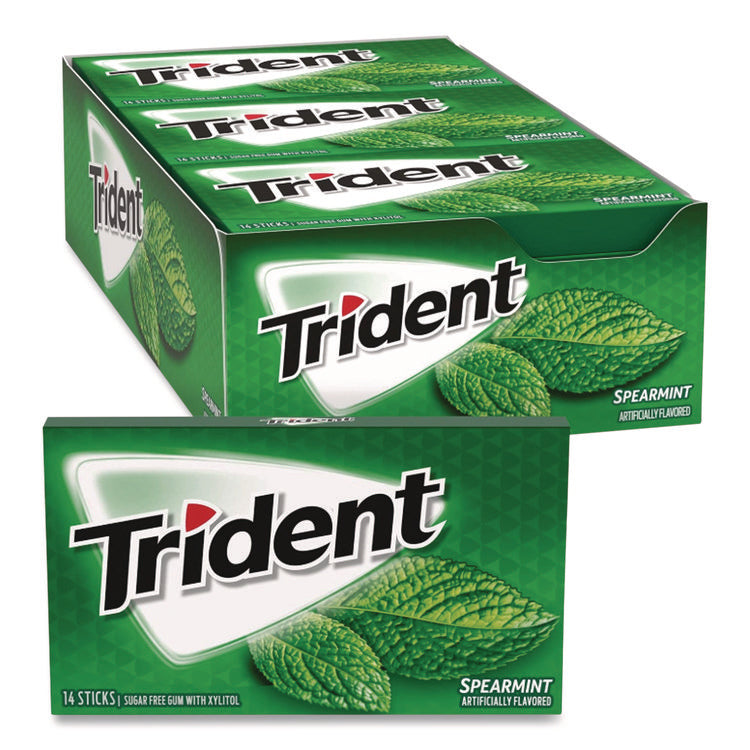Sugar-Free Gum, Spearmint, 14 Sticks/pack, 12 Packs/box