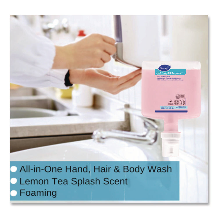 Soft Care All Purpose Hand, Hair and Body, Lemon Tea Splash Scent, 1.3 L, 6/Carton