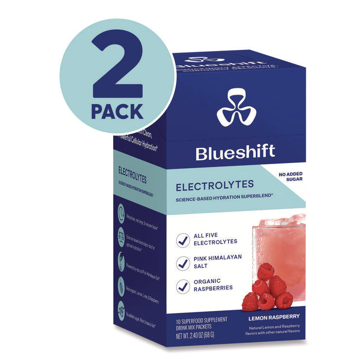 Electrolyte Lemon Raspberry Drink Mix, 0.24 oz Packets, 10/Pack, 2 Packs/Carton