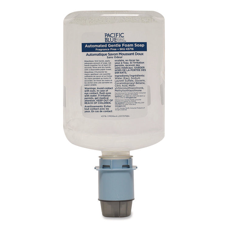 Pacific Blue Ultra Automated Foam Soap Refill, Fragrance-Free, 1,200 mL, 3/Carton