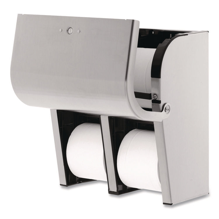 Compact Quad Vertical 4-Roll Coreless Dispenser, 11.75 x 6.9 x 13.25, Stainless Steel