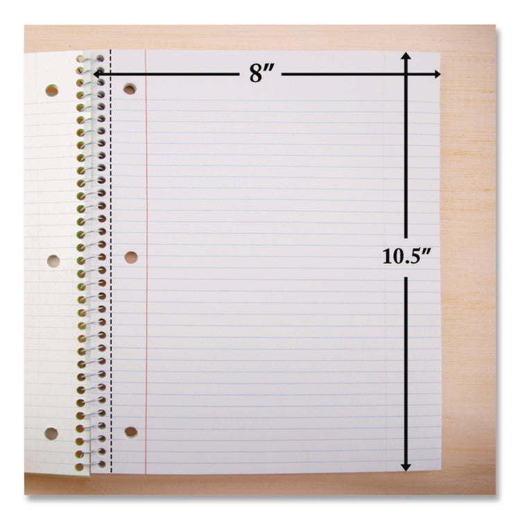 Spiral Notebooks, 1-Subject, Wide/Legal Rule, Randomly Assorted Cover Color, (70) 10.5 x 8 Sheets