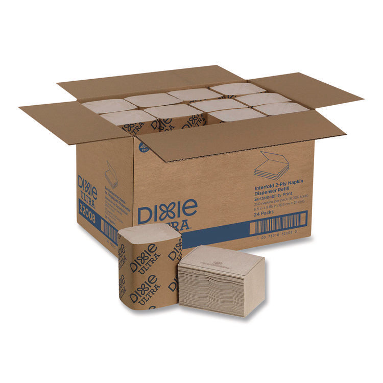 Interfold Napkin Refills 2-Ply, 6.5 X 5 Folded, Brown, 6,000/carton