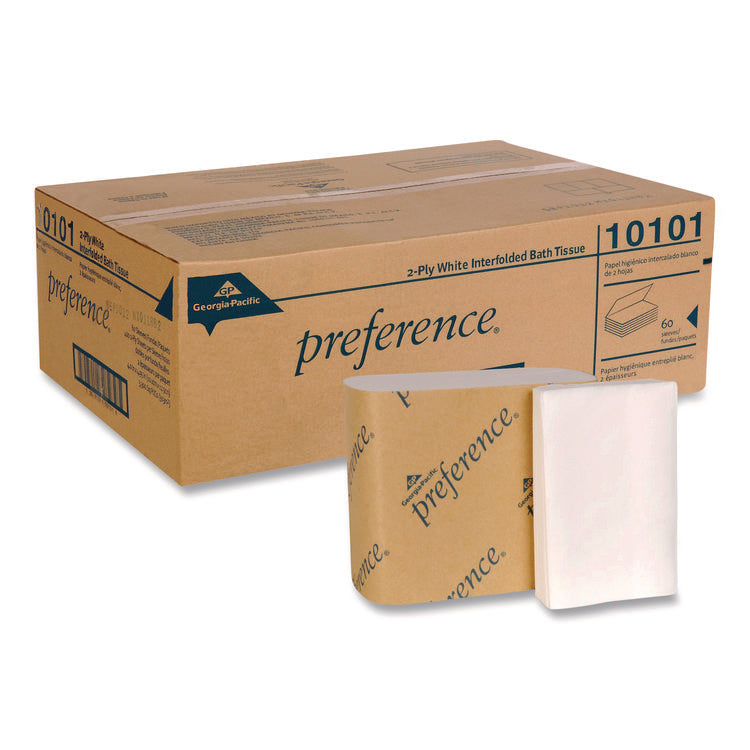 Singlefold Interfolded Bathroom Tissue, Septic Safe, 1-Ply, White, 400 Sheets/pack, 60 Packs/carton
