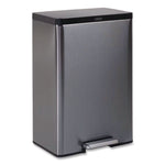 Elite Step-On Trash Can, 12 gal, Metal, Charcoal Stainless Steel/Black