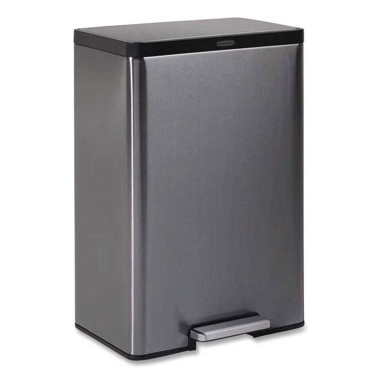 Elite Step-On Trash Can, 12 gal, Metal, Charcoal Stainless Steel/Black