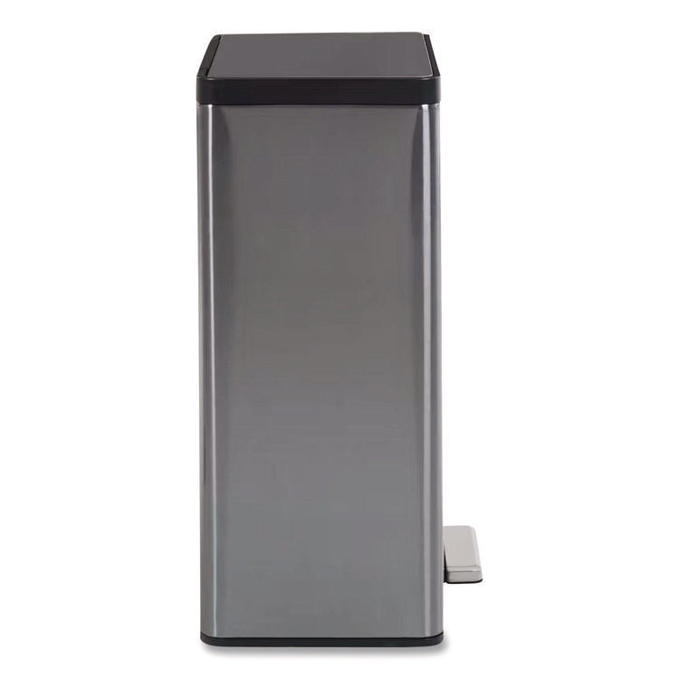 Elite Step-On Trash Can, 12 gal, Metal, Charcoal Stainless Steel/Black