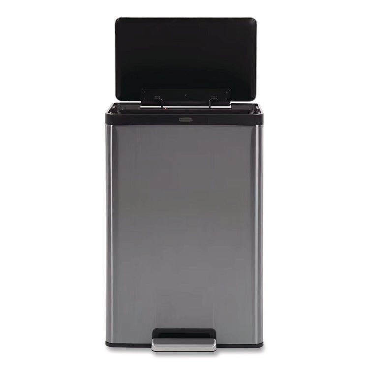 Elite Step-On Trash Can, 12 gal, Metal, Charcoal Stainless Steel/Black