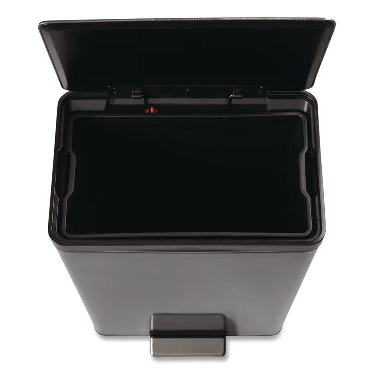 Elite Step-On Trash Can, 12 gal, Metal, Charcoal Stainless Steel/Black
