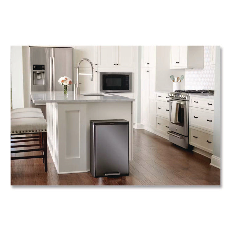 Elite Step-On Trash Can, 12 gal, Metal, Charcoal Stainless Steel/Black