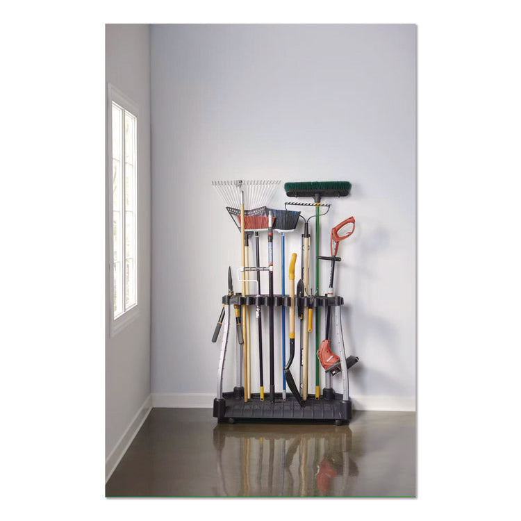 FastTrack Garage Tool Tower Rack, Plastic, Holds Up to 40 Tools, 38" x 20.5" x 34.4", Black
